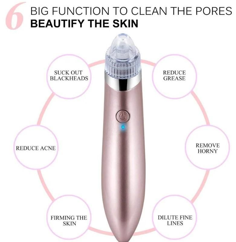 Vacuum acne pore cleaner device with multiple functions to beautify the skin and reduce blackheads