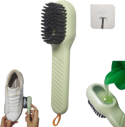 Multifunctional shoe brush in green for cleaning various types of footwear effectively