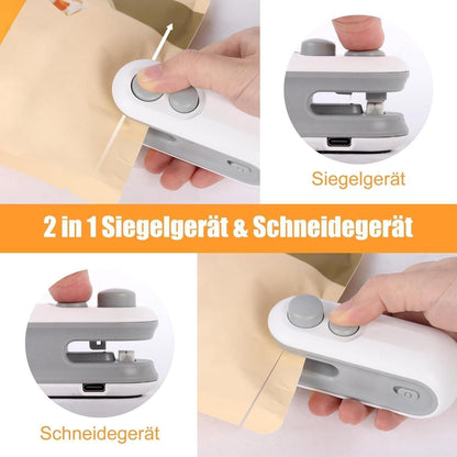 Mini heat sealing machine for food storage with easy grip and dual functionality for sealing bags